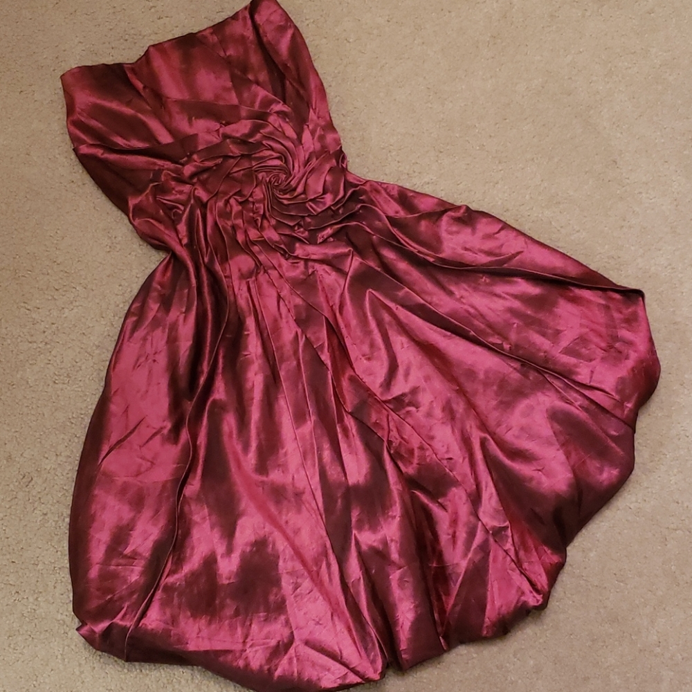 Vintage Formal Plum Wine Purple Formal Strapless Bubble Mini Dress - Picture 4 of 13